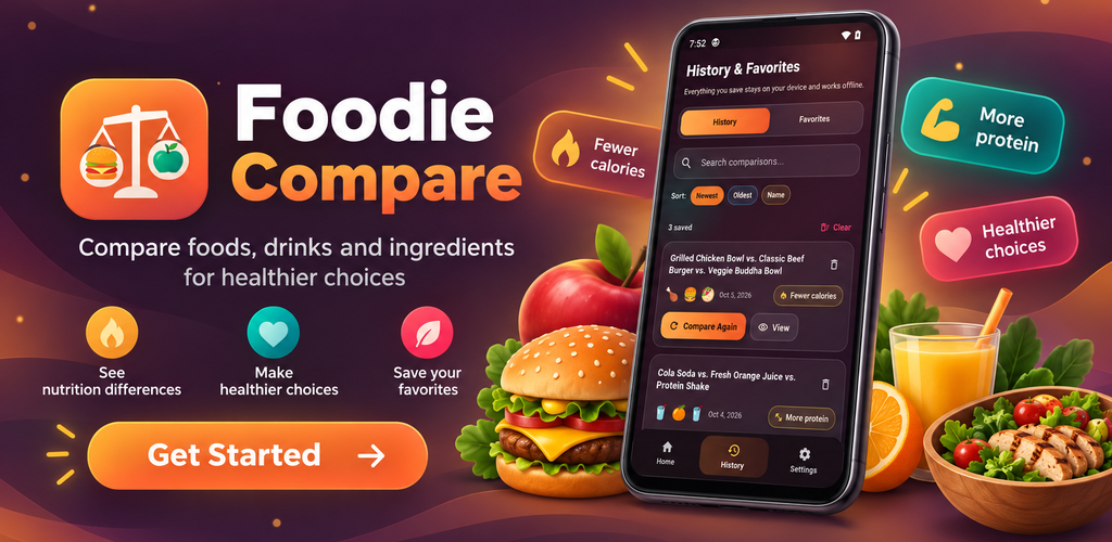 Foodie Compare app preview